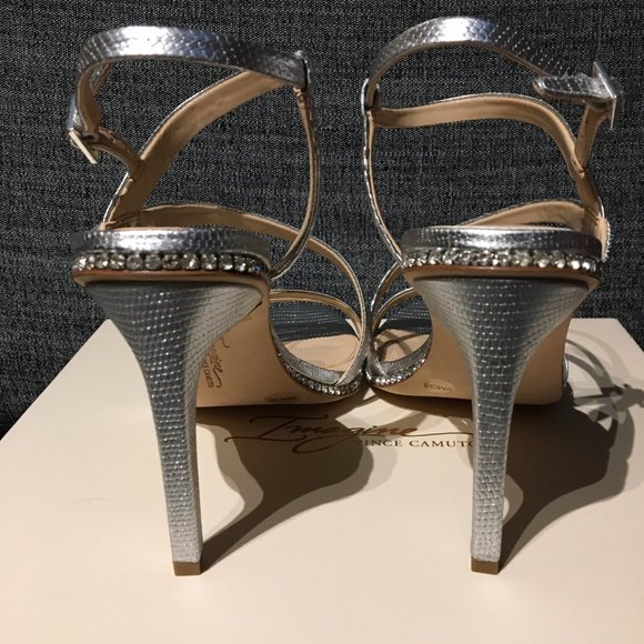 Platinum lizard and crystals sandals, 8M/38, NWT - Picture 4 of 11